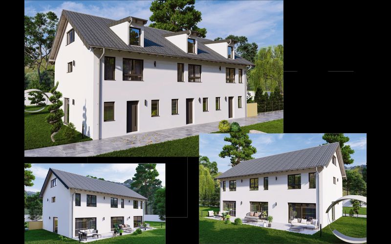 Familienfreundliche Reihenhäuser incl. Garage (im Haus) mit 150m2 und weiterer Ausbaureserve im DG